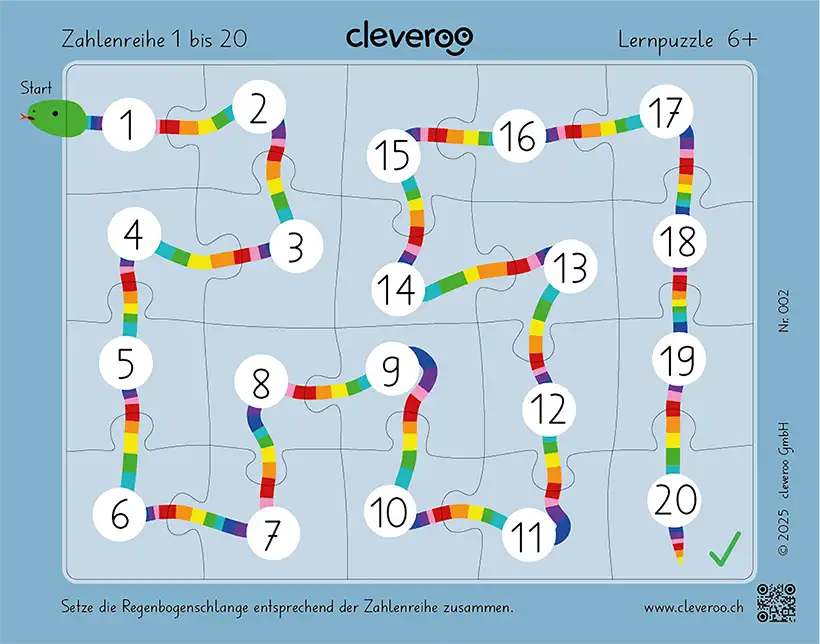 Lernpuzzle 02: "Zahlenreihe 1 bis 20"