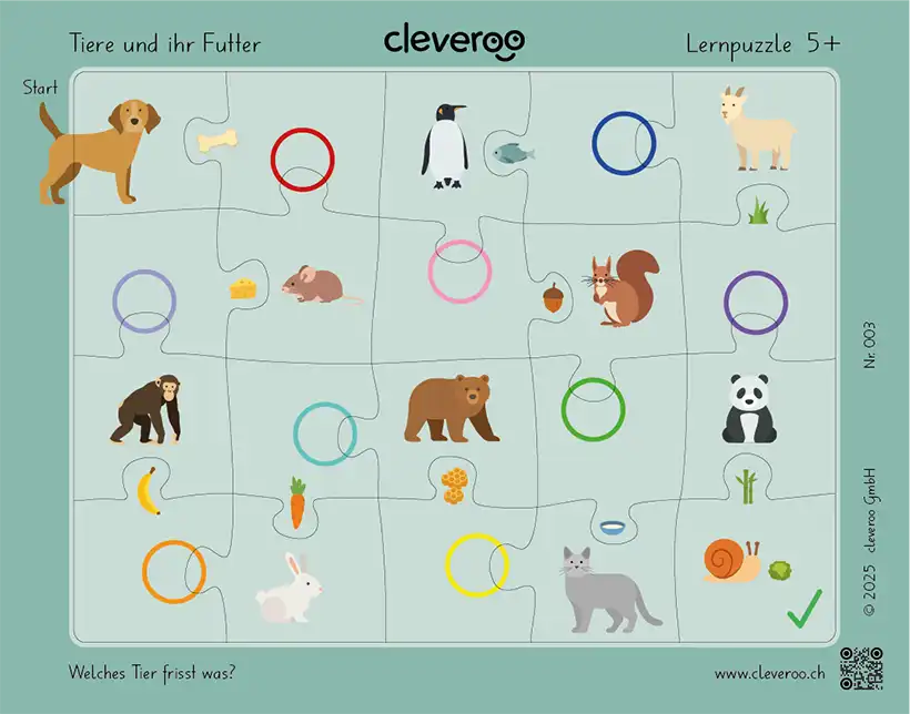 Lernpuzzle 03: "Tiere und ihr Futter"