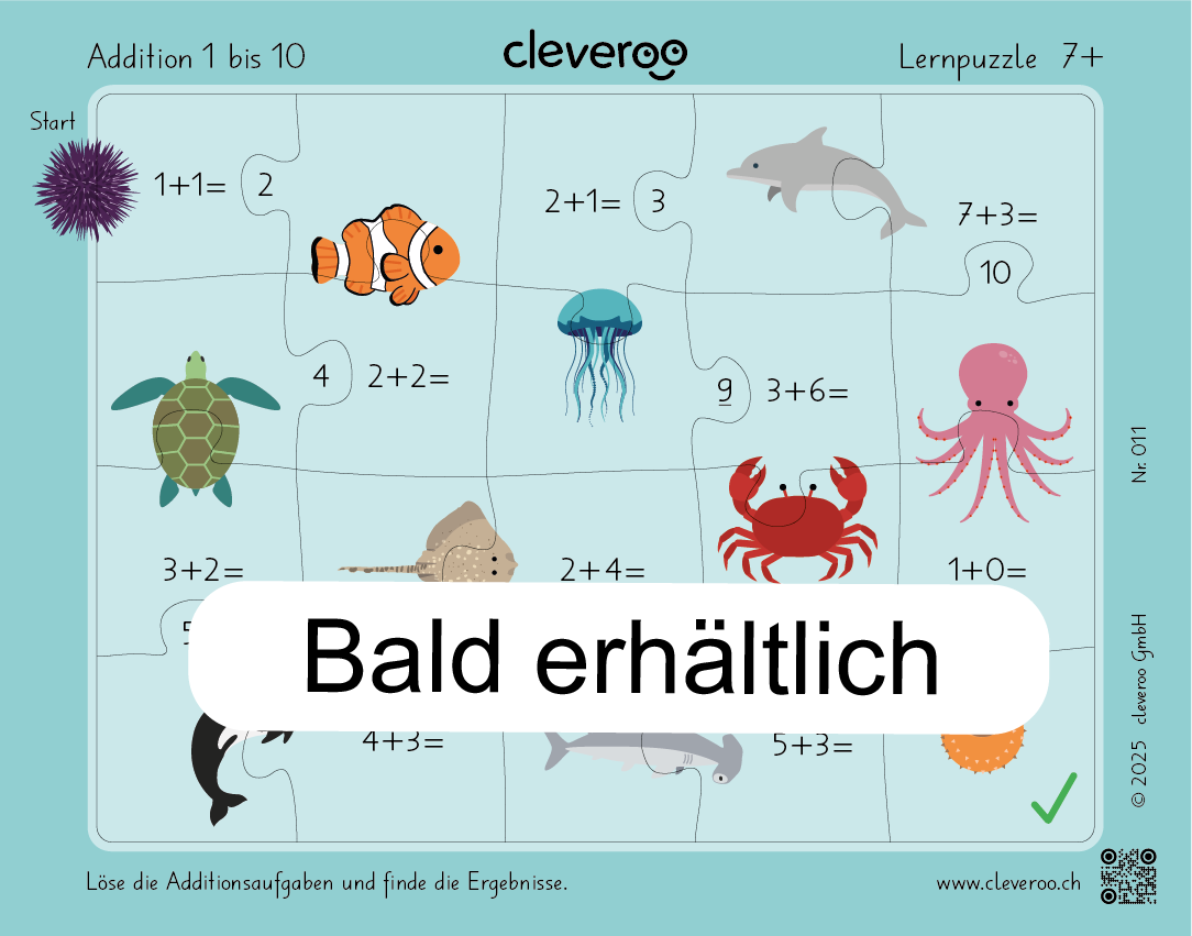 Lernpuzzle 11: "Addition 1 bis 10"