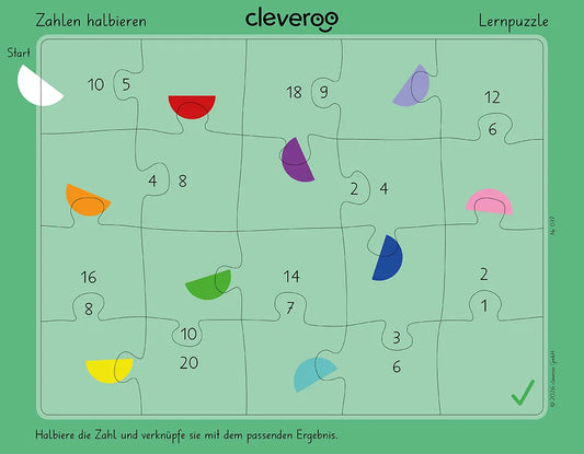 Lernpuzzle "Zahlen halbieren"