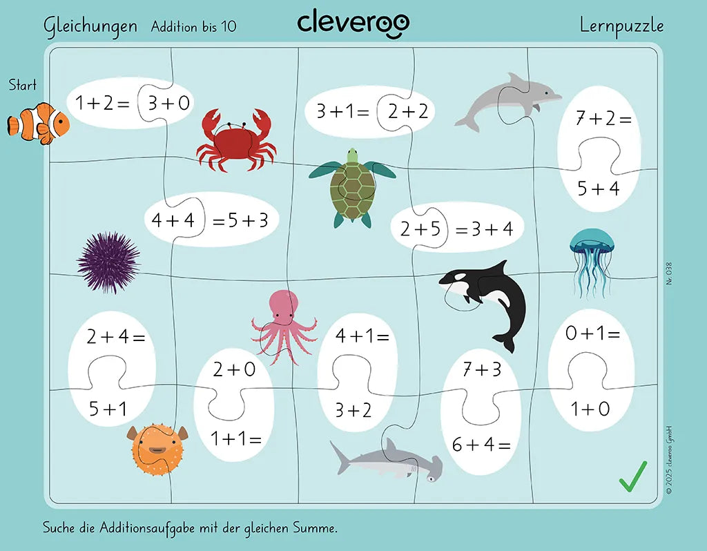 Lernpuzzle "Gleichungen - Addition bis 10"